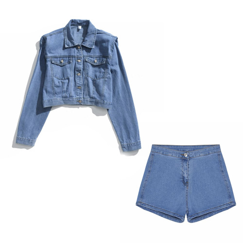 NIGO Summer Blue Denim Jacket Shorts Suit Pants Set  #nigo56475