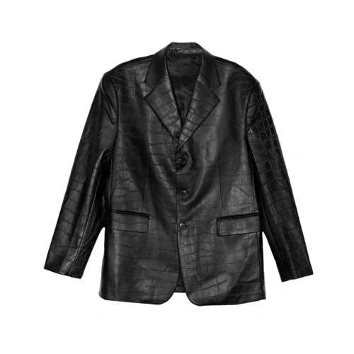 NIGO Printed Button Leather Jacket Coat #nigo56573