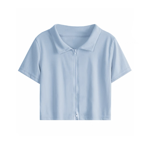 NIGO Summer Women's Zip Stand Neck Short Short Sleeve T-shirt #nigo94156