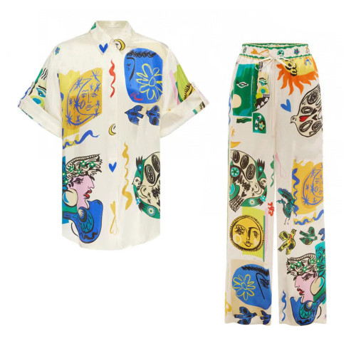 NIGO Cartoon Graffiti Printing T-Shirt Short-Sleeved Shirt Pants Home Leisure Suit #nigo56782