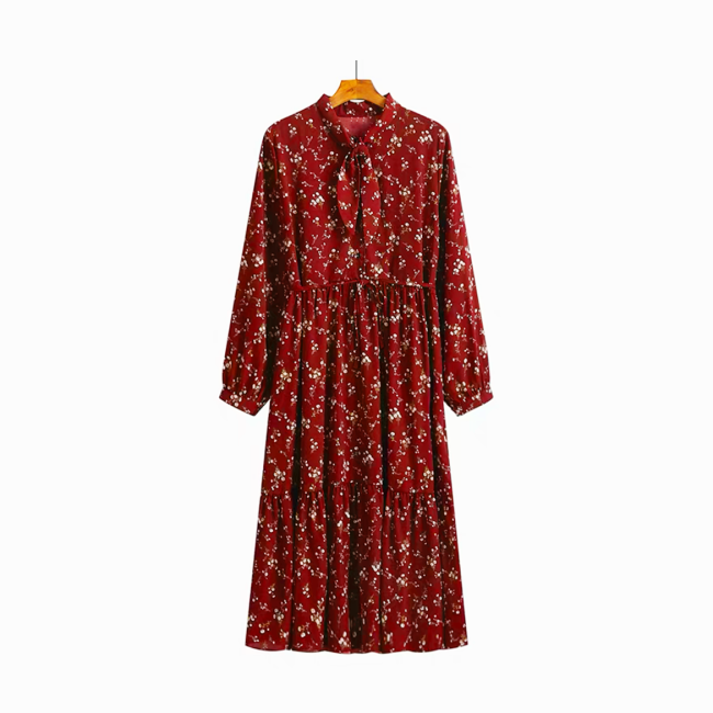 NIGO Women's Red Floral Long Sleeve Dress #nigo56931