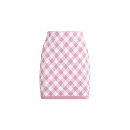 NIGO Pink Plaid Knit Short Skirt #nigo57323