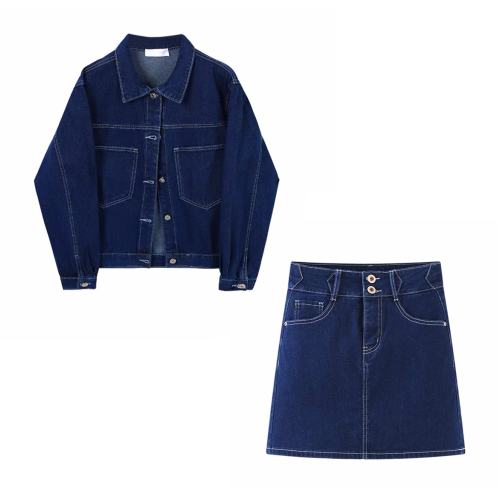 NIGO Long Sleeved Short Denim Jacket Short Skirt Set #nigo57382