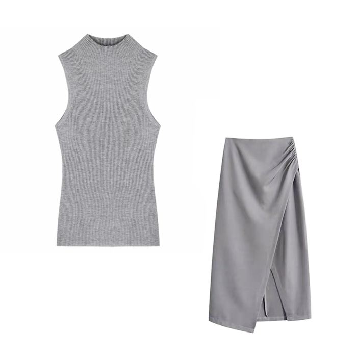 NIGO Summer Cotton Sleeveless Top Short Sleeve Half Skirt Set #nigo57244