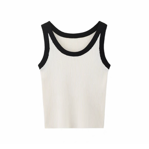 NIGO Summer Knitted Black And White Patchwork Suspender Vest #nigo57526