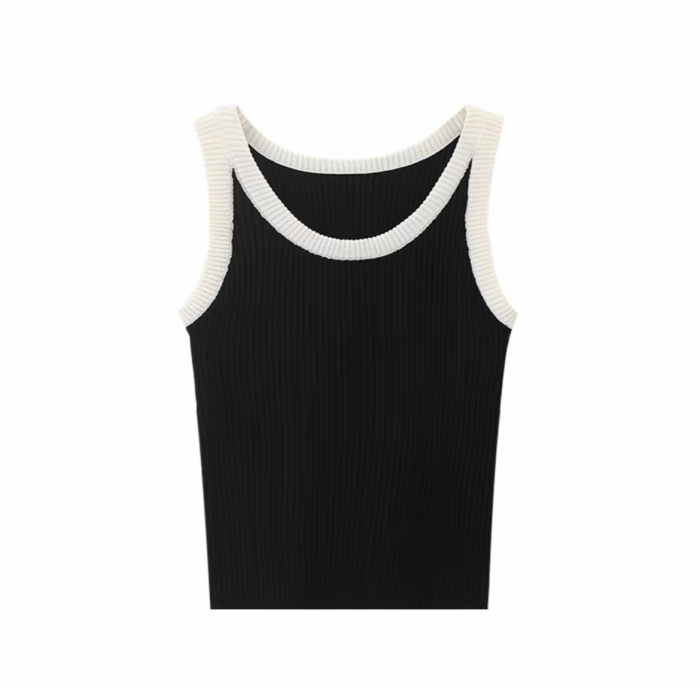 NIGO Summer Knitted Black And White Patchwork Suspender Vest #nigo57526