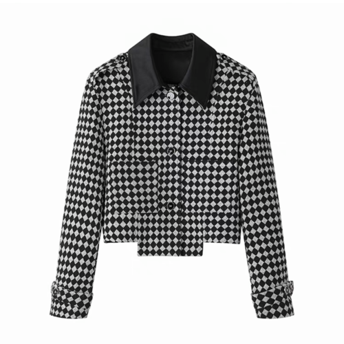NIGO Long Sleeved Black And White Checkered Short Jacket #nigo57545
