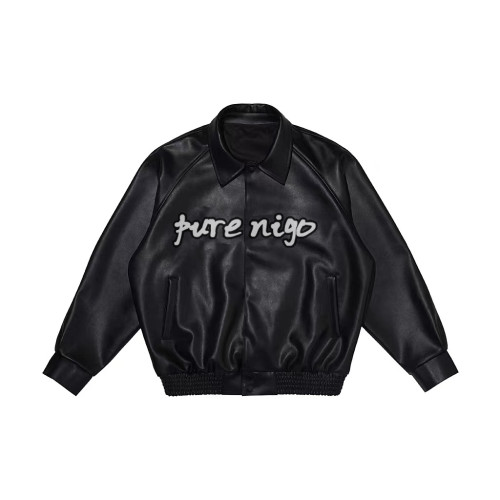NIGO Motorcycle Leather Short Super Cool Jacket #nigo56358