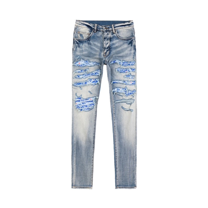 NIGO Cashew Flower Patchwork Blue Jeans Pants #nigo94752