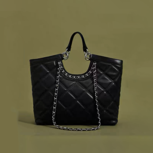 NIGO Black Leather  Shaped Large Capacity Portable Bag  #nigo58123