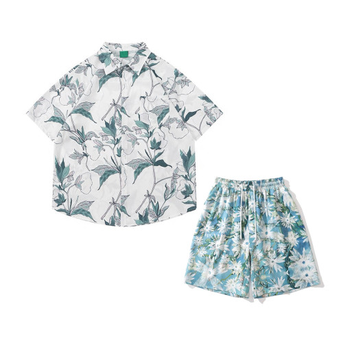 NIGO Coral Printed Short Sleeved Shirt Shorts Set Suit #nigo94697