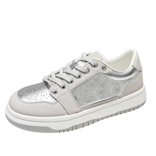 NIGO Silver Glossy Flat Bottomed Sneakers #nigo29139