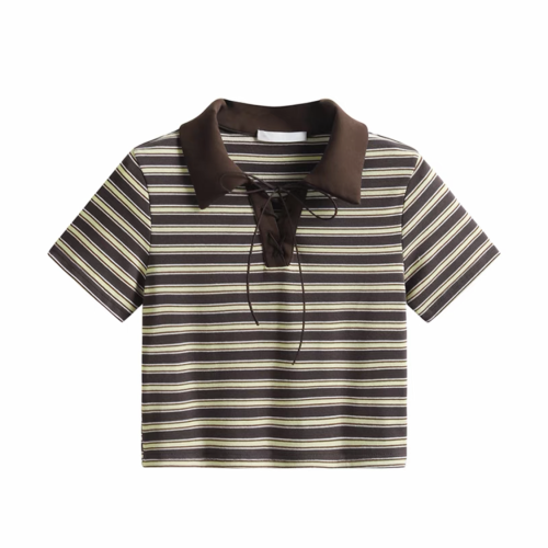 NIGO Coffee Stripe Polo Short Sleeve T-shirt #nigo21338