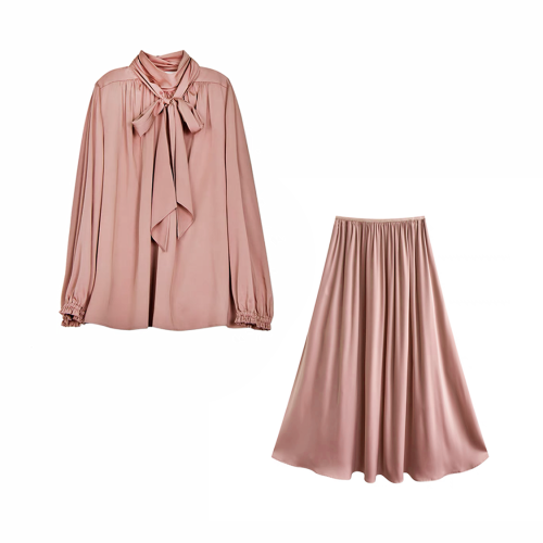 NIGO Long  Silk Slip Shirt Half Skirt Set #nigo21164