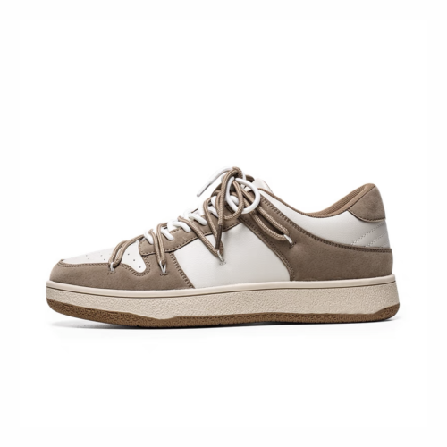 NIGO Beige Leather Lace Up Casual Sneakers Shoes #nigo96138