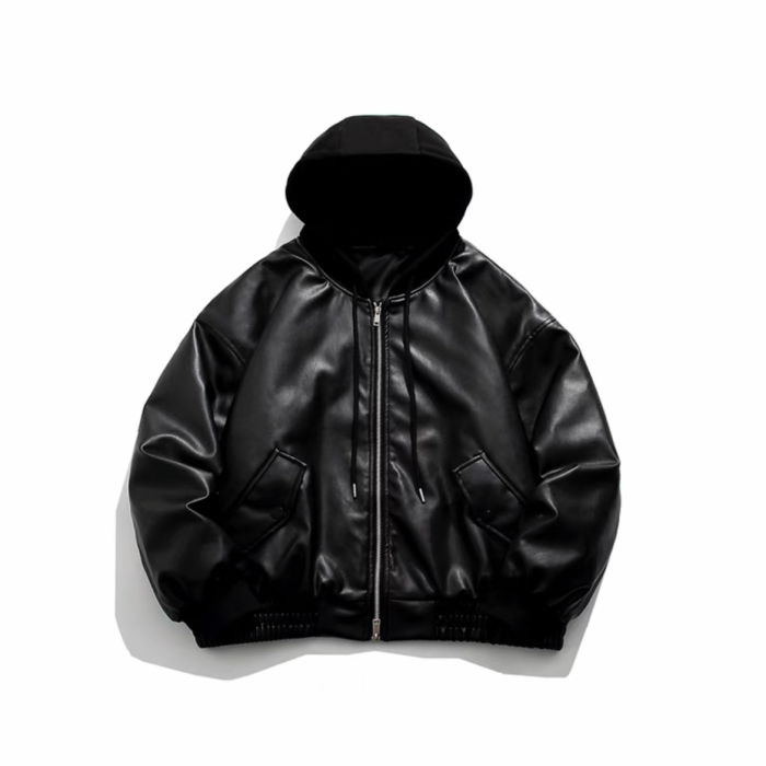 NIGO Leather Zip Hooded Jacket #nigo96135