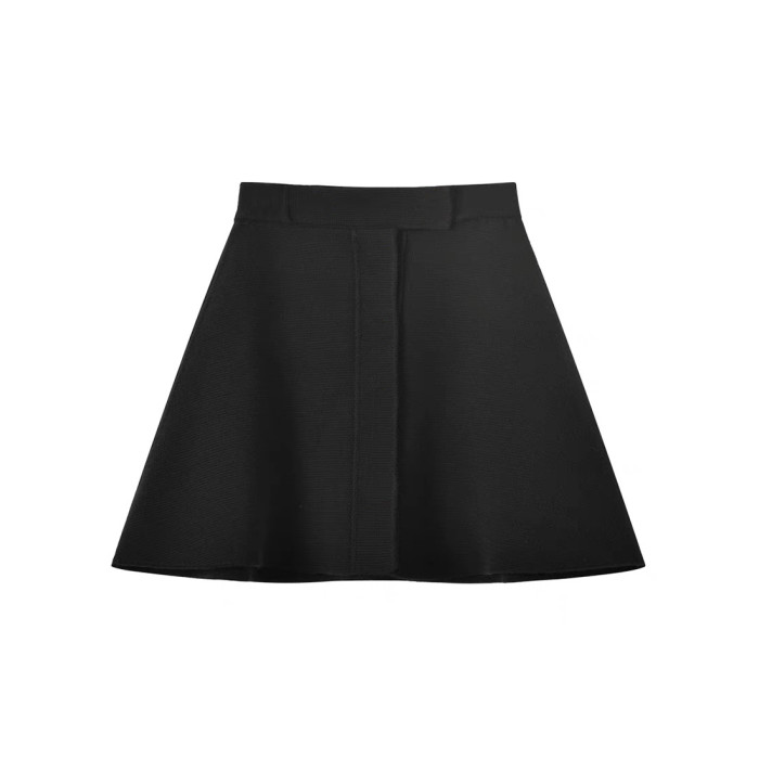 Women's Black Knitted Sleeveless Vest Skirt Set Suit #nigo96217