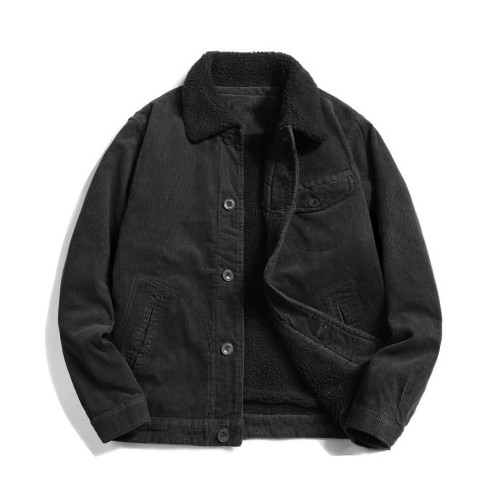 Men's Winter Jacket With Fur Collar And Tweed Leather Stitching #nigo96189
