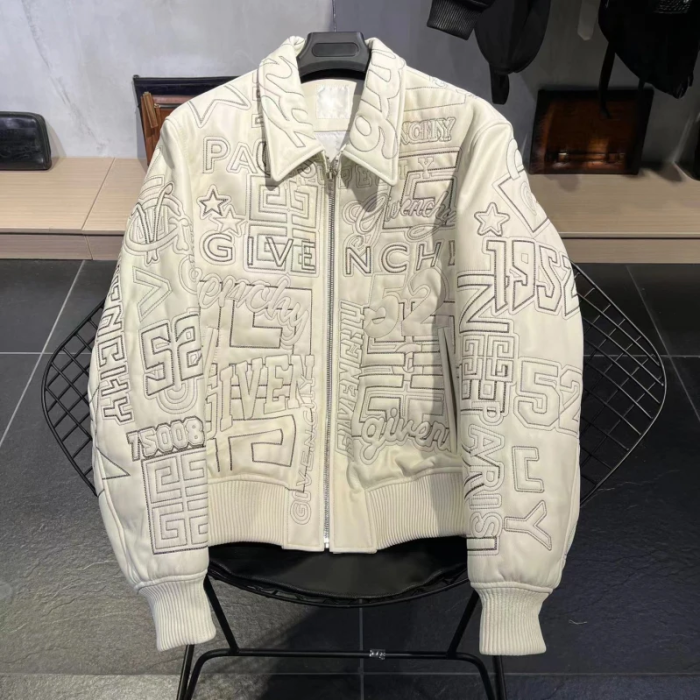 NIGO Dark Print Zip Leather Jacket Coat #nigo91386
