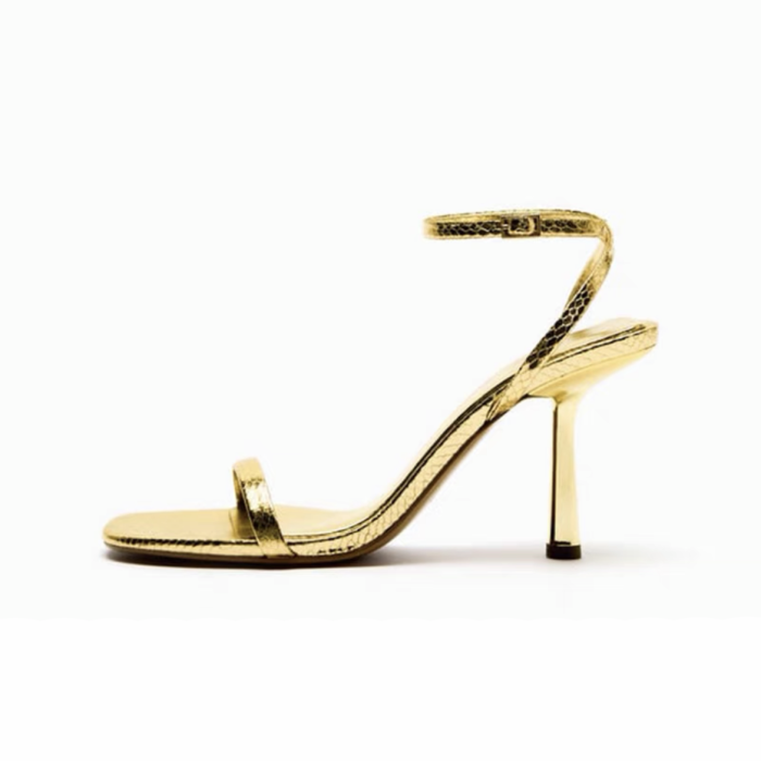 Gold Glossy High Heeled Sandals #nigo21687