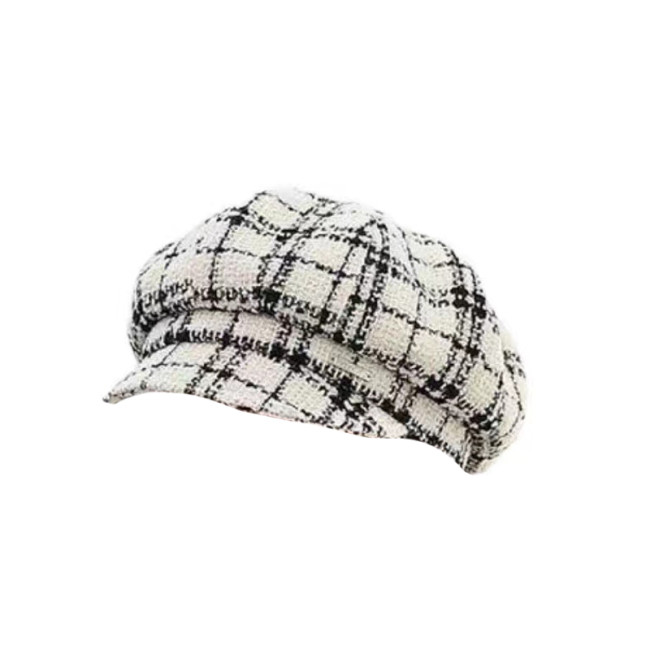 Fall And Winter With Tweed Plaid Duck Tongue Beret #nigo96255