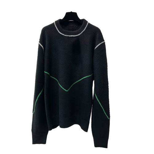 NIGO Pinstripe Round Neck Long Sleeve Pullover Knit Men's Fashion Black Sweater Pullover Knit Sweater #nigo6396