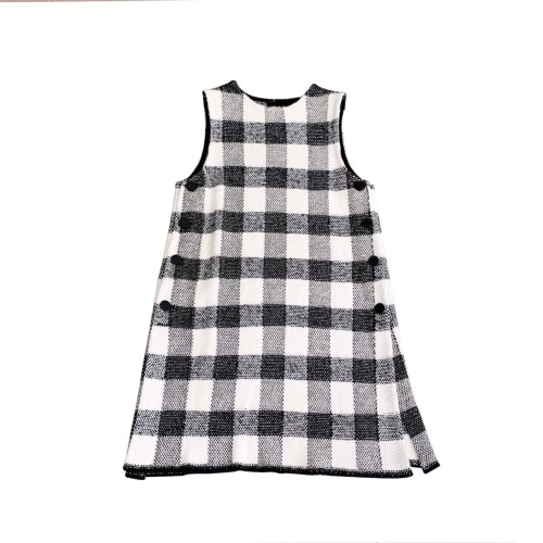 NIGO Plaid Printed Round Neck Pullover Sleeveless Dress Gray Women's Fashion Straight Short Dress #nigo6515