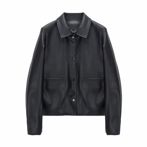 Black Multi Pocket Leather Jacket #nigo21737