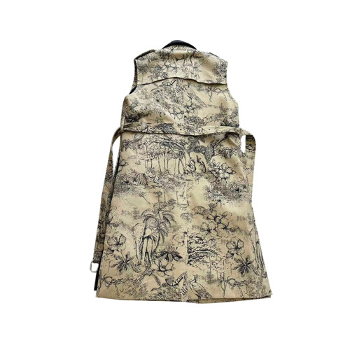 NIGO Jungle Animal Print Full Print Double Pockets Slim Sleeveless Vest Trench Coat Women's Fashion Waistband Coat #nigo6528