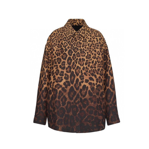 NIGO Leopard Print Lapel Long Sleeve Shirt Women's Fashion Brown Leopard Gradient Jacket Shorts #nigo6537