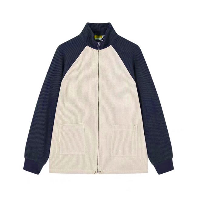 Colour Block Embroidery High Collar Double Zip Knit Jacket #nigo96362