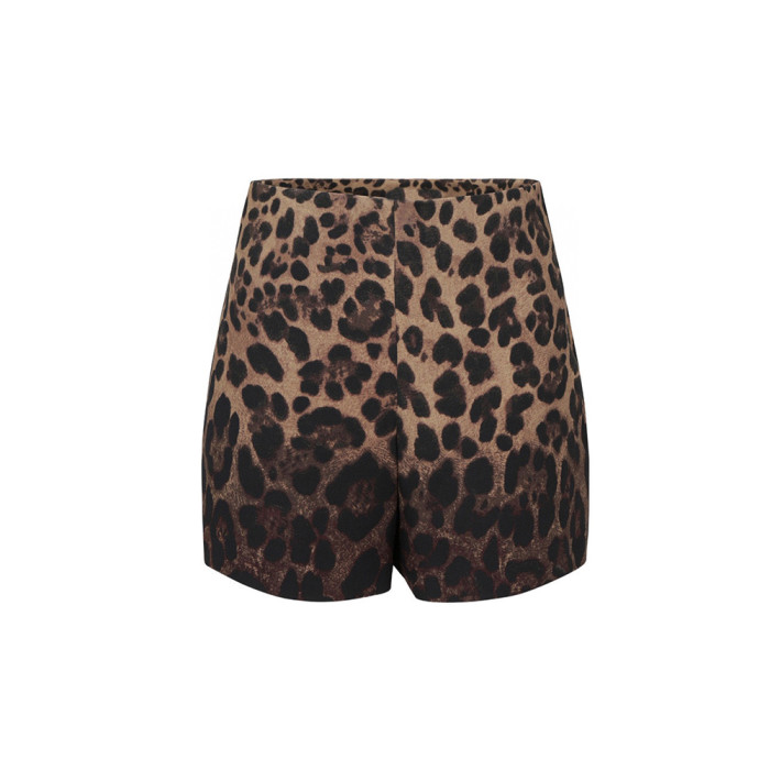 NIGO Leopard Print Lapel Long Sleeve Shirt Women's Fashion Brown Leopard Gradient Jacket Shorts #nigo6537