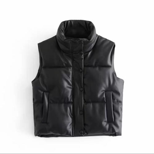 Black Leather Trimmed Vest #nigo96369
