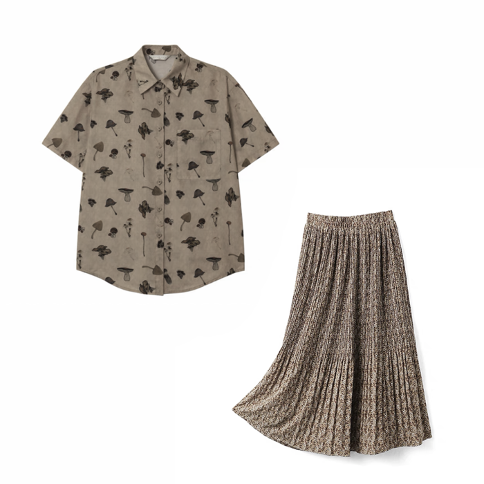 Shirt Short Sleeved Skirt Set #nigo96376