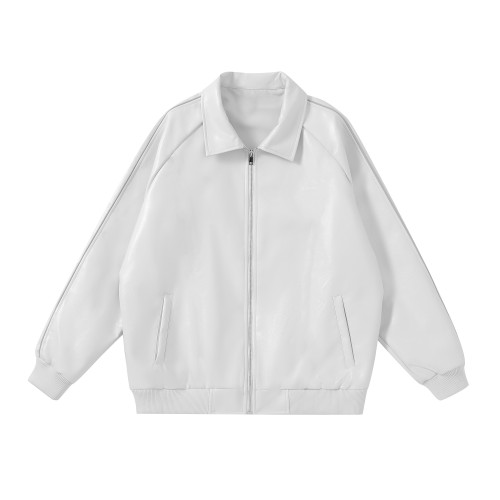 Graffiti Leather Jacket With White Zip #nigo96389