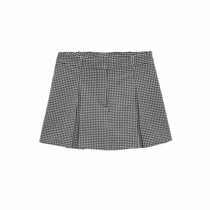 Grey Plaid Long Sleeved Suit Jacket Short Skirt Set #nigo21755