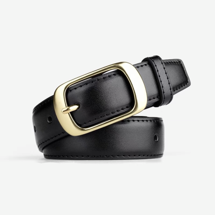 Black Leather Double-Sided Printed Belt #nigo21775