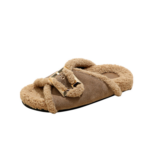 Wool Mules Leather Slippers Winter Shoes #nigo96421