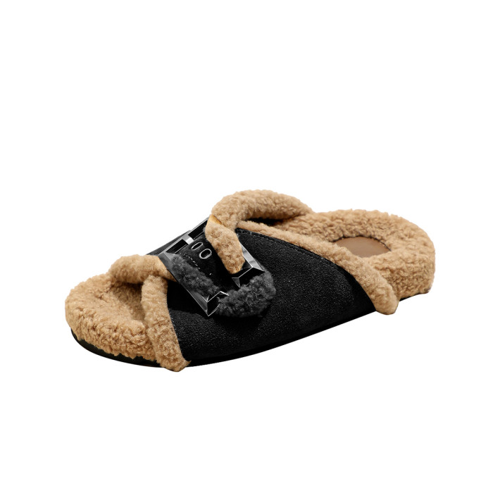 Wool Mules Leather Slippers Winter Shoes #nigo96421