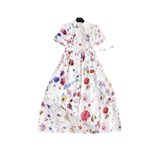 NIGO Floral All Over Print Short Sleeve Dress White Floral Medium Length Dress Ngvp #nigo6565
