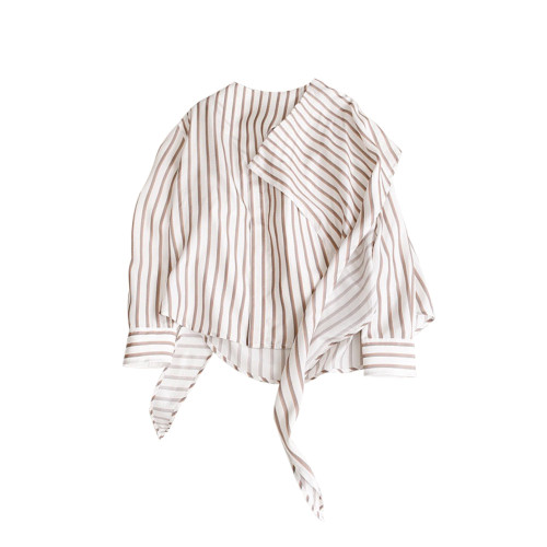 NIGO Double Line Stripe Long Sleeve Shirt Women's Fashion White Silk Stripe Shirt Ngvp #nigo6586