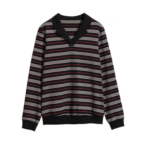Black And Red Stripe Knit Long Sleeve Polo Shirt #nigo96513
