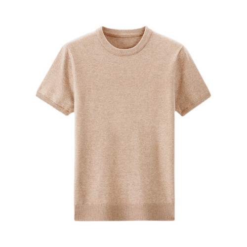 Ladies Solid Colour Short Sleeve Knitted Sweater T-Shirt #nigo96515