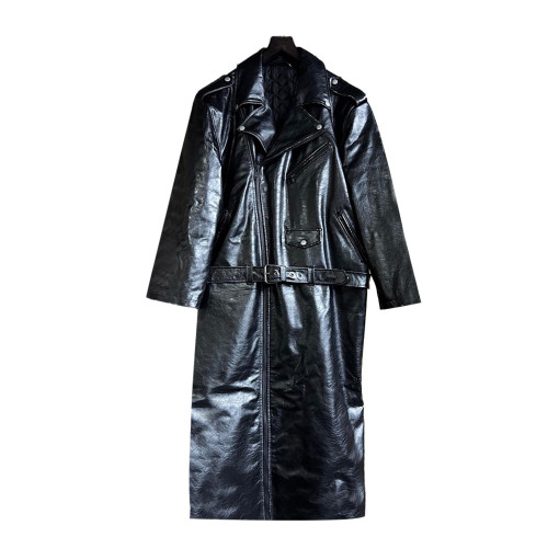 Black Leather Vintage Long Jacket Ngvp #nigo6657
