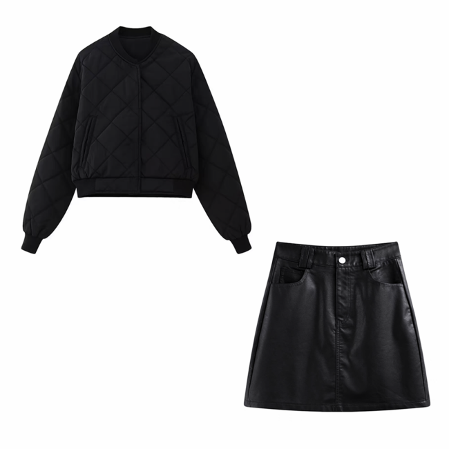Long Sleeved Short Jacket Short Skirt Set #nigo21862