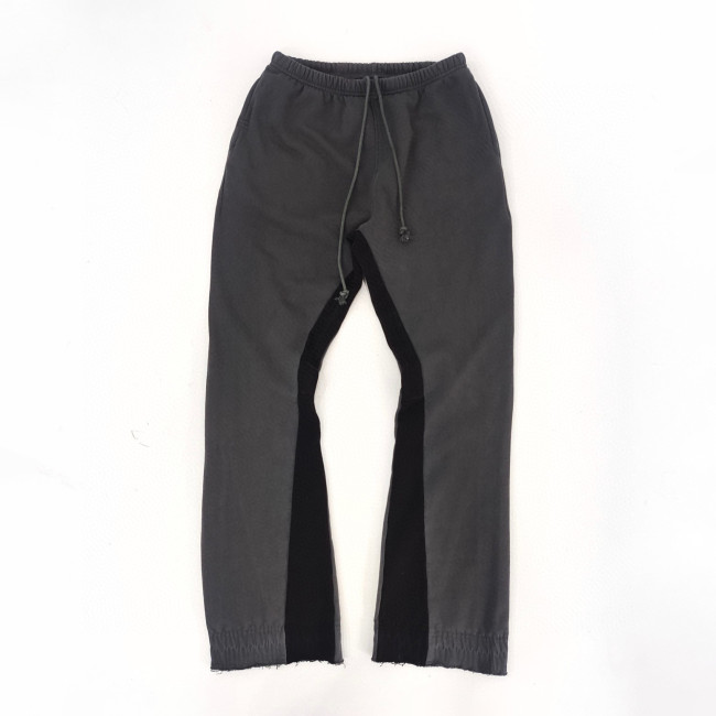 Dark Grey Patchwork Cotton Drawstring Pants #nigo96556