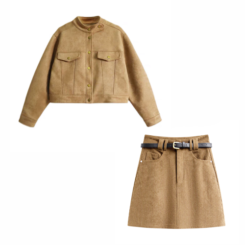Short Long Sleeved Jacket, Half Length Short Skirt Set #nigo21917