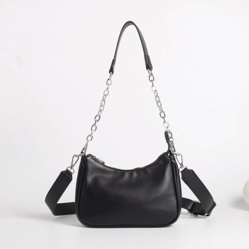 Black Leather Chain Diagonal Bag #nigo21913