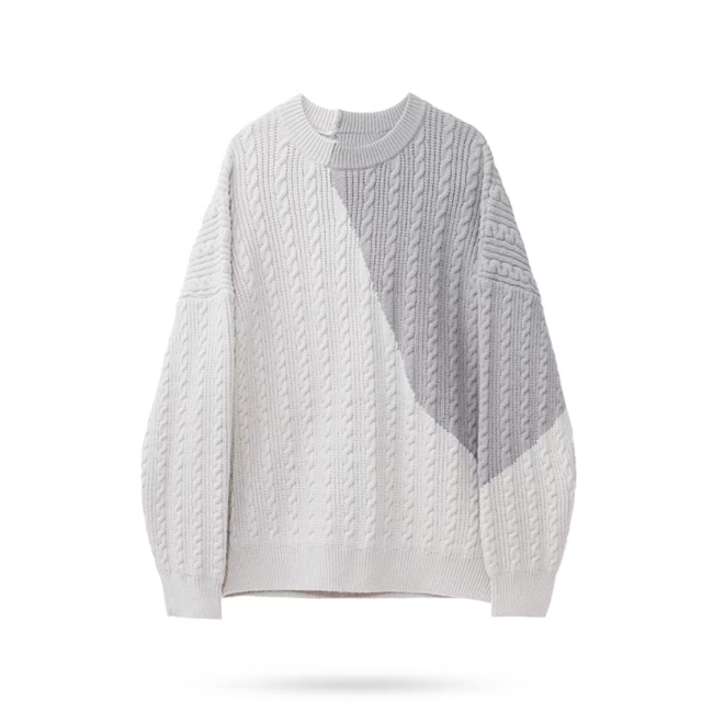 Grey Printed Knitted Long Sleeved Sweater #nigo21939