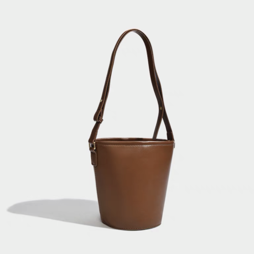 Leather Panel Canvas Printed Portable Bucket Bag #nigo21963